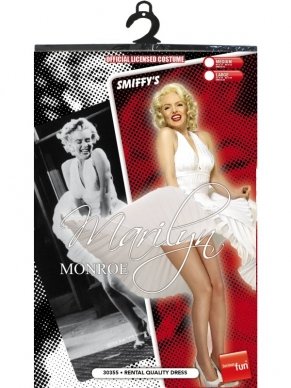 Top kwaliteit Marilyn Monroe Witte Halterjurk met geplooide rok. De pruik verkopen we los in onze webwinkel.