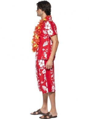Hawaiian Hunk Hawaii Heren Kostuum met gebloemd shirt en broek. Maat Medium