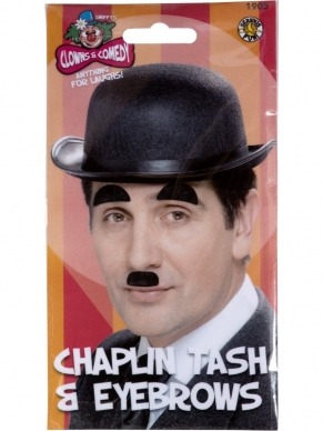 Charlie Chaplin Snor en Wenkbrauwen met plakstripjes. 6,95
