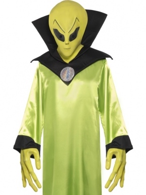 Alien Lord Verkleedset, twee-delig, voorzien van alleen het alien masker en handen. We verkopen het volledig kostuum, ook met masker en handen.