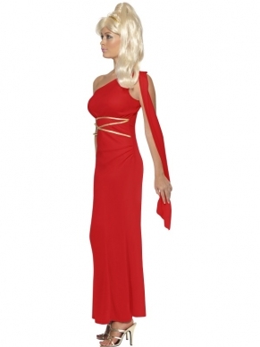 Roman Empress Romeinse Prinses mooie rode jurk met haarband. De pruik verkopen we los. 