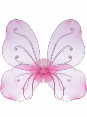 Roze Vlinder Vleugels en Toverstaf met Glitter Randjes