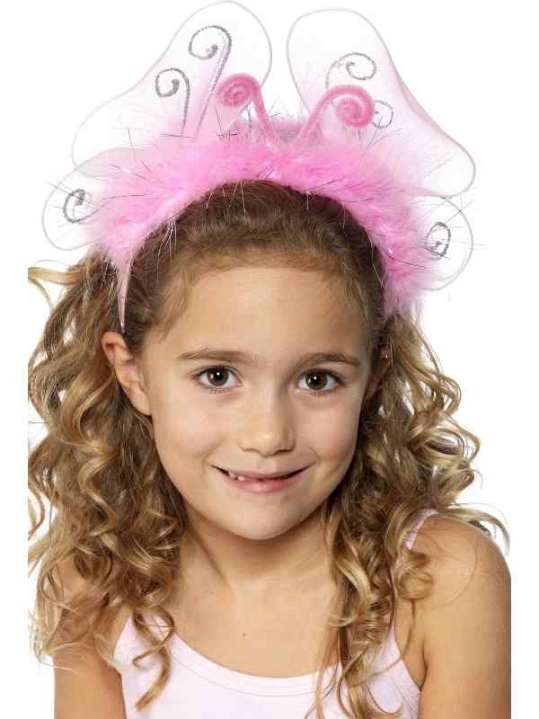 Meisjes Roze Vlinder Haarband Met Knipperlichtjes die aan/uit kunnen.