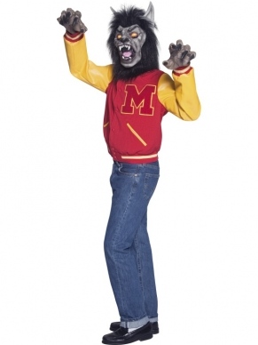 High School Weerwolf Verkleedkleding. Inbegrepen is het High School jasje, Het Weerwolf Masker en de handen.