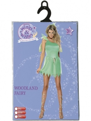 Woodland Fairy Bosfee Verkleedkleding. Met de groene jurk, vleugels en haarstukje bent u net Tinkerbell van Peter Pan.