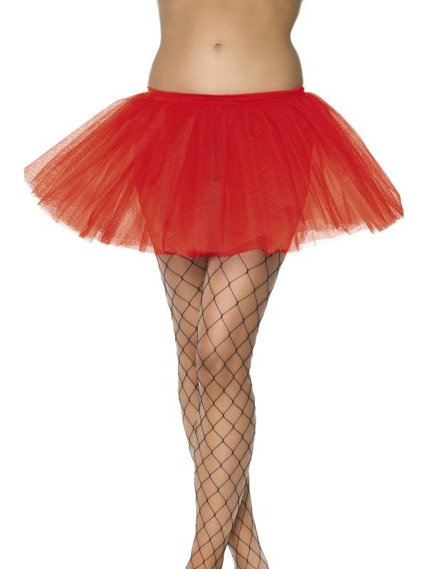 Rode Onderrok Tutu - mooie volle tutu met elastische band. De tutu heeft 4 lagen en is 30 cm lang. Geschikt om zo te dragen op een legging of onder een van de vele kostuums! Verkrijgbaar in 1 maat (one size fits most).