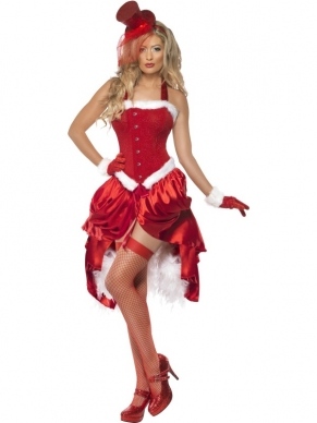 Fever Santa Baby Burlesque Kerst Verkleedkleding. Super sexy kerstvrouwen jurk met een rood corset en een prachtige rok. Afgewerkt met een wit bontje. Het rode hoedje verkopen wij los in onzwe webwinkel.