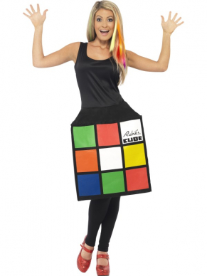 Rubiks Kubus Dames Verkleedkostuum. Inbegrepen is de 3D Jurk. We hebben ook het heren kostuum. Leuke verkleedkleding voor Carnaval en andere themafeesten.