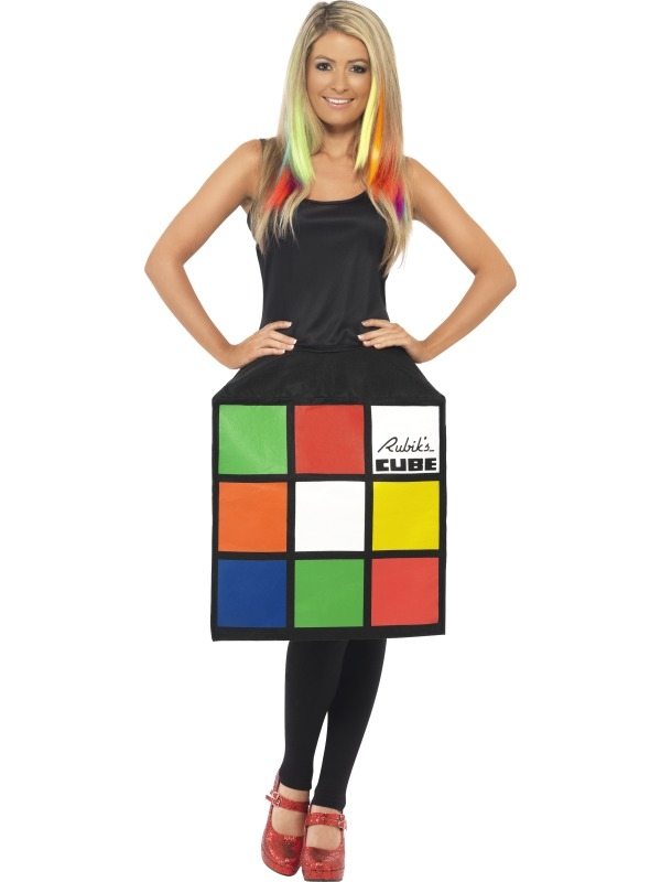 Rubiks Kubus Dames Verkleedkostuum. Inbegrepen is de 3D Jurk. We hebben ook het heren kostuum. Leuke verkleedkleding voor Carnaval en andere themafeesten.
