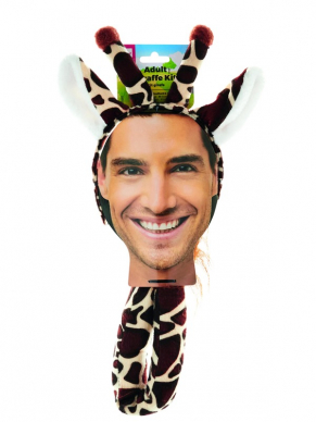 Met dit setje verander je in een handomdraai in een leuke Giraffe, dit setje bestaat uit de haarband met oren en de lange  staart.