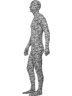 Second Skin Morph Suit Zebraprint Verkleedkleding. Originele morphsuit in de kleur turquoise blauw. De morphsuits zijn gemaakt van stretch lycra, waardoor het zich naadloos aanpast aan ieder figuur. Er zit een openening onder de kin.