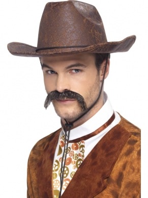 Steam Punk Cowboy Hoed in het bruin. Deze mooie hoed gemaakt voor gevaarlijke cowboy's heeft een leren look.