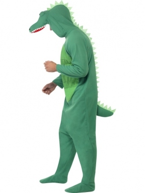 Compleet Krokodillen Heren Verkleedkostuum. Compleet kostuum inclusief krokodillenkop. Met rits aan de voorkant. 