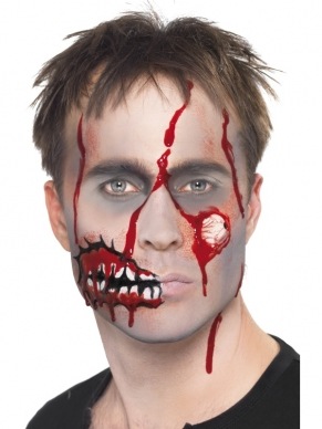 Zombie Make Up Set met Latex Oogbal en Bloed, inclusief instructies. Deze professionele look maakt u nu makkelijk zelf!