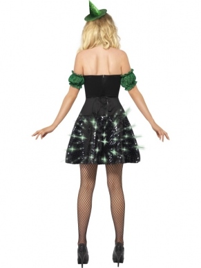 Fever Wicked Witch Heksen Jurk met Lichtjes. Sexy strapless jurk (doorzichtige bandje worden er gratis bijgeleverd) met LED lichtjes in de jurk die aan en uit kunnen. Geweldige Wicked Witch Jurk.