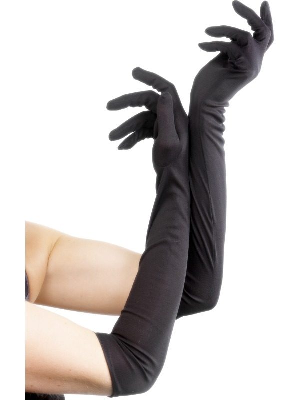 Zwarte Lange Handschoenen - 52 cm tot over de ellebogen. Verkrijgbaar in diverse kleuren.