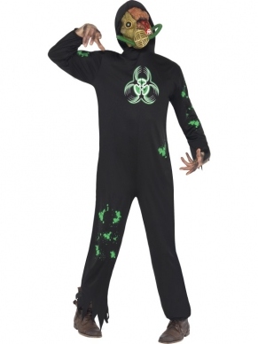 Bio Hazard Chemisch Halloween Heren Kostuum. Inbegrepen is de Jumpsuit met Masker. U bent in 1 keer klaar. 
We hebben een groot assortiment halloween horror kostuums en accessoires. Voor ieder wat wils. 