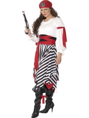 Piraten Dames Verkleedkleding met Bandana. Stoere piratenjurk met bandana. De accessoires verkopen we los in onze webwinkel.