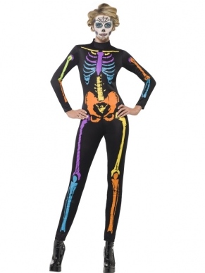 Neon Skeleton Skeletten Jumpsuit Halloween