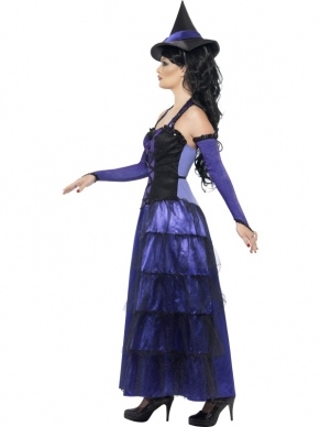 Glamorous Witch Heksen Verkleedkostuum. Inbegrepen is de lange jurk met mooie details, handschoenen en heksenhoed. We verkopen nog veel meer heksenkostuums en accessoires. 