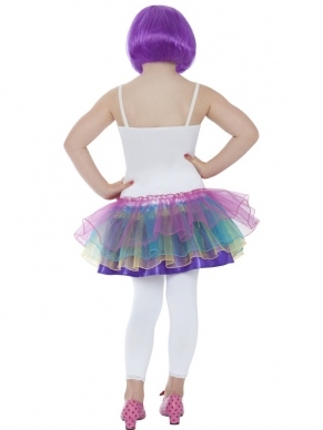 Mini Candy Girl Katy Perry Style Meisjes Kostuum. Wees een echte popster zoals Katy Perry met dit leuke kostuum. Inbegrepen is de jurk en een haarband. De pruik verkopen we los in onze webwinkel.