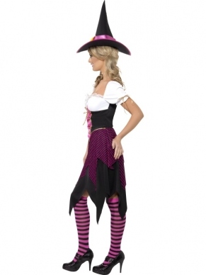 Colourful Cutie Witch Heksen Kostuum. Inbegrepen is de kleurrijke heksenjurk en heksenhoed. 