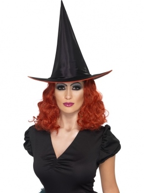 Zwart met Rode Heksenhoed met Haar Halloween. We verkopen heel veel heksenhoeden en heksen pruiken. 