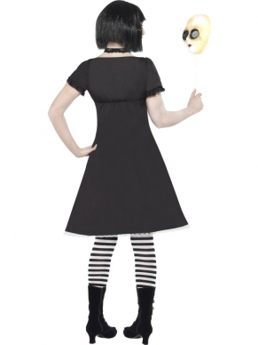 Horror Doll Pop Halloween Kostuum. Inbegrepen is de zwarte jurk met masker. 