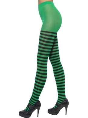 Zwart Groen Gestreepte Panty