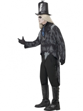 Ghost Town Begrafenisondernemer Halloween Kostuum. Inbegrepen is de jas, de cravate en de hogenhoed.