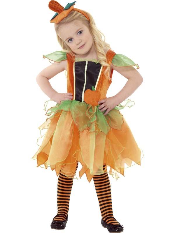 Schattig Pompoen Fairy Peuter Halloween Kostuum. Inbegrepen is de schattige jurk en het hoedje op diadeem. Verkrijgbaar in twee maten. De panty is los bij ons te bestellen.