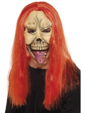 Punk Skull Skeletten Masker met Neon Haar en Piercings. 