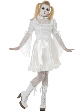 Gothic China Porseleinen Pop Halloween Kostuum. De mooie witte jurk is ingebrepen en de witte schmink verkopen we los. 
