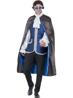 Casanova Heren Kostuum voor Halloween of Carnaval. Inbegrepen is het mooie shirt en de cape. Leuk voor diverse feesten zoals carnaval, halloween of een gemaskerd bal. 