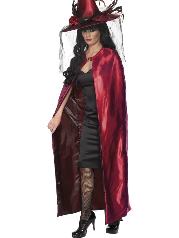 Deze cape is aan twee kanten te dragen. Zwart Rode Heksen Cape Halloween Verkleedkleding. De ene kant is zwart en de andere kant is rood. Dus u kunt deze cape meerdere keren dragen, voor verschillende outfits. Mooie luxe cape met mooie sluiting. 