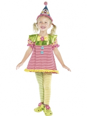 Schattige Clown Meisjes Verkleedkleding. Leuke jurk, broek en hoed.