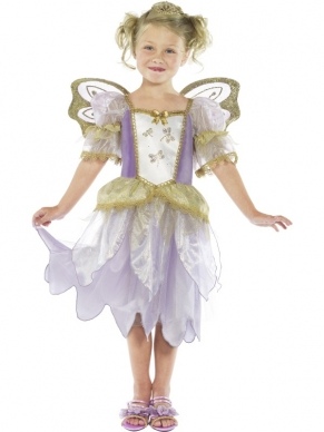 Feeen Prinses Meisjes Verkleedkleding. Inbegrepen is de mooie paars lila jurk met gouden details en de vleugels. Prachtige jurk.