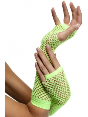 Groene Visnet Handschoenen - korte handschoenen zonder vingers. Perfect voor een Discofeest!