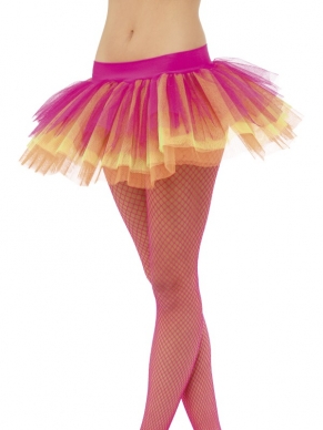 Neon Kleuren Onderrok Tutu - mooie volle tutu met elastische band. De tutu heeft 4 lagen en is 30 cm lang. Geschikt om zo te dragen op een legging of onder een van de vele kostuums! Verkrijgbaar in 1 maat (one size fits most).