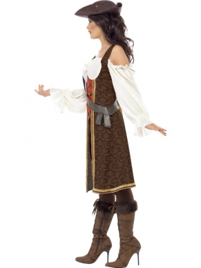 High Seas Piraten Dames Kostuum met broek en schoudderriem. Maak de look compleet met bijpassende accessoires zoals pruik, ooglapje, zwaard en nog veel meer leuke accessoires.