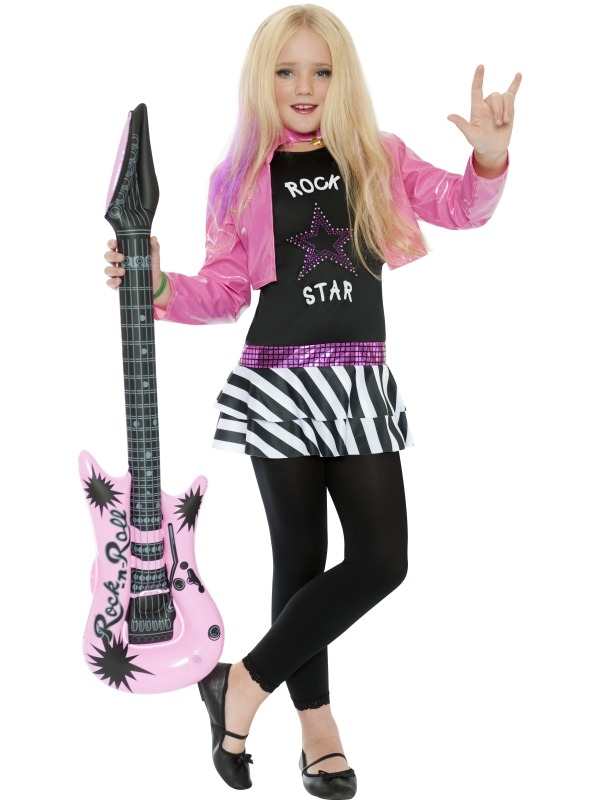 Rockster Meisjes Verkleedkleding. Inbegrepen is het tuniekje en het roze jasje. Draag het op een zwarte legging en de stoere rock chick look is klaar.
