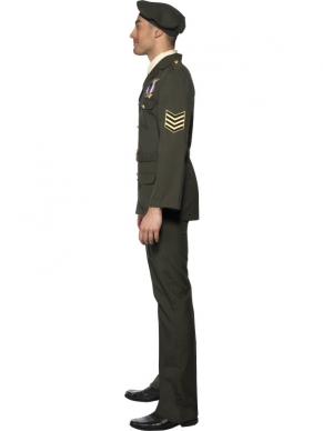 Wartime Officier Heren Kostuum. Compleet kostuum met groene broek en het jasje, de riem, de groene baret en de zwarte stropdas. Compleet kostuum. Leuk voor Carnaval en andere themafeesten. 