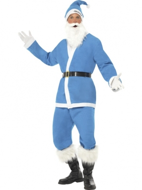 Kerstman Supporter Kerstkostuum Lichtblauw Wit