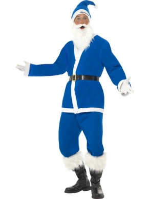 Kerstman Supporter Kerstkostuum Donkerblauw Wit