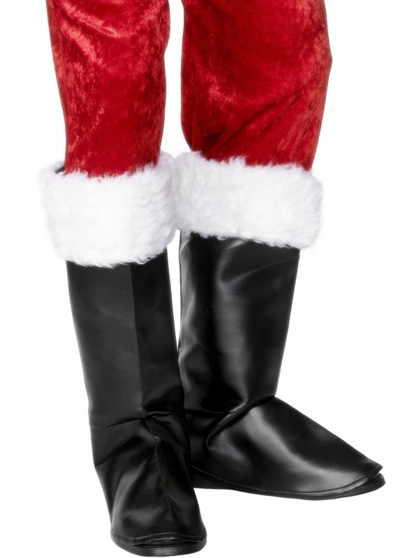 Kerstman Boot Covers - zwarte hoezen voor over de schoenen, zodat het lijkt alsof je laarzen aan hebt. Maakt je Kerstman kostuum helemaal af!