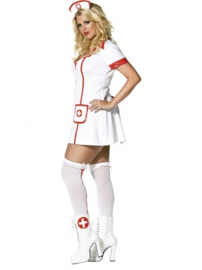 Envy Hot Nurse Zuster Verkleedkostuum. Inbegrepen is de zuster verpleegster jurk en het zusterkapje op diadeem. 