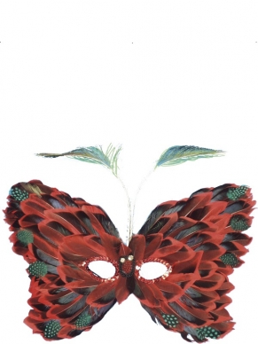 Prachtige Veren Vlinder Masker Oogmasker. Mooie kleuren en mooi afgewerkt met pailetten en veren. Leuk voor een gemaskerd bal, carnaval of andere themafeesten. 