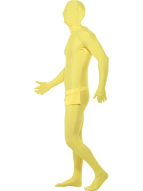 Second Skin Morph Suit Verkleedkleding. Originele morphsuit in de kleur geel. De morphsuits zijn gemaakt van stretch lycra, waardoor het zich naadloos aanpast aan ieder figuur. Er zit een openening onder de kin en bij het kruis en je krijgt er een heuptasje bij. Ook verkrijgbaar in andere kleuren. 