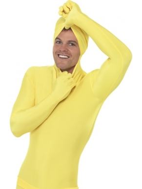Second Skin Morph Suit Verkleedkleding. Originele morphsuit in de kleur geel. De morphsuits zijn gemaakt van stretch lycra, waardoor het zich naadloos aanpast aan ieder figuur. Er zit een openening onder de kin en bij het kruis en je krijgt er een heuptasje bij. Ook verkrijgbaar in andere kleuren. 