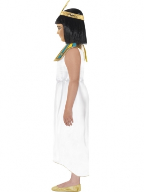 Historisch Egyptisch Meisje Cleopatra Verkleedkostuum. Inbegrepen is de witte met gekleurde kraag en de goudkleurige kroon. 